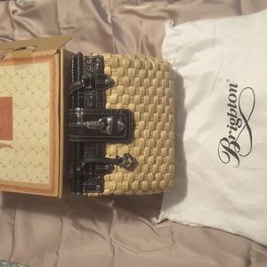 Brighton leather and straw purse